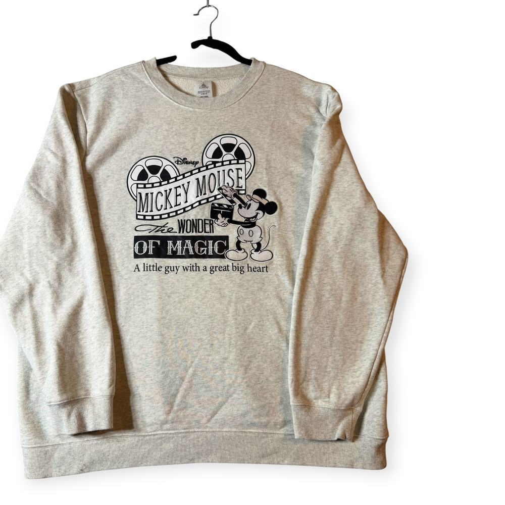 Disney Mickey Mouse Sweatshirt, Adult XL,Gray, The Wonder of Magic, Film & Reel